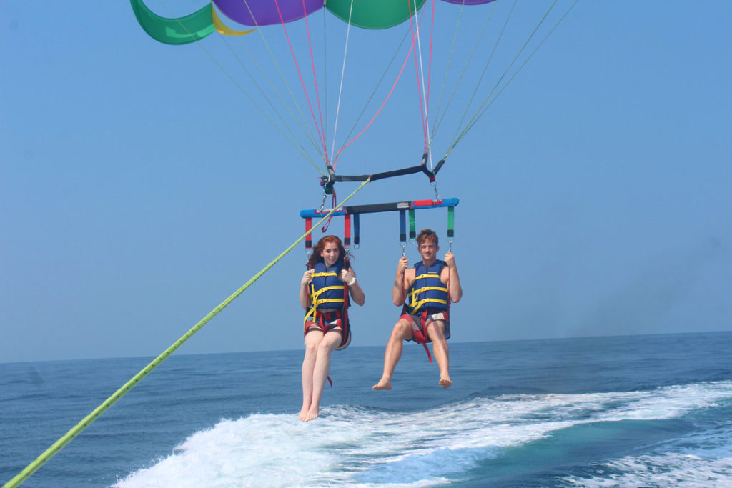 two people parasailing with Just Chute me Parasail in Destin Florida