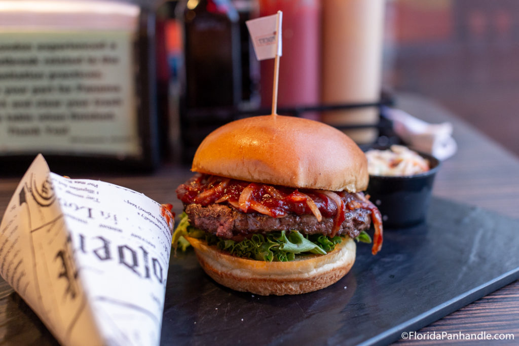 a saucy onion burger at Temperly's