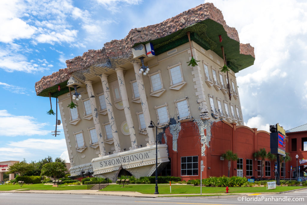 upside down building attraction at WonderWorks Panama City Florida