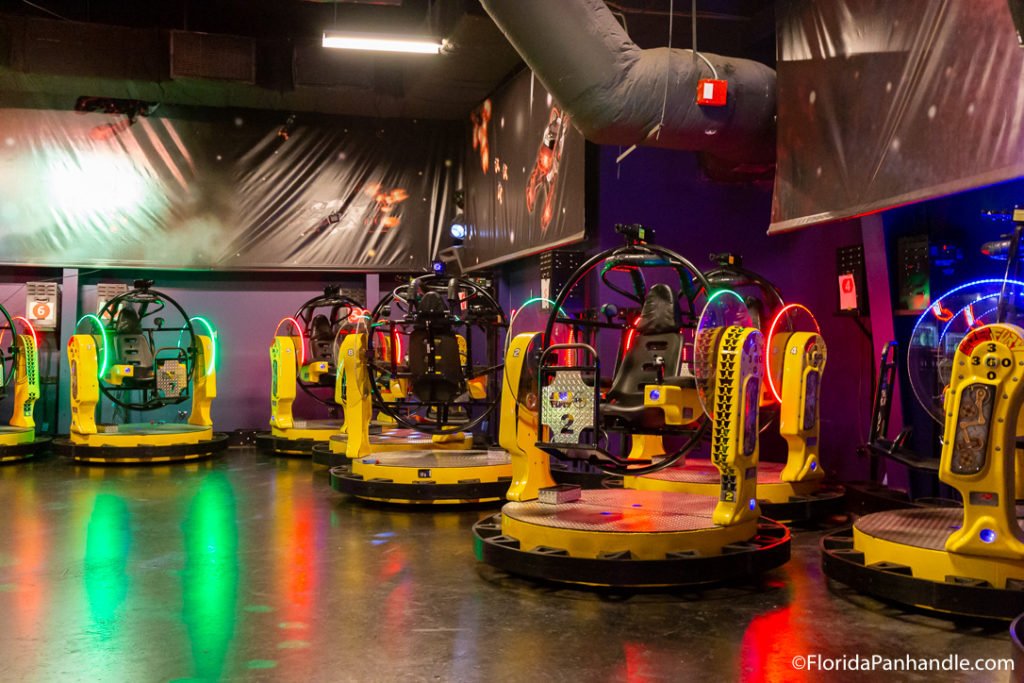 lit up bumper car game play at WonderWorks Panama City Florida