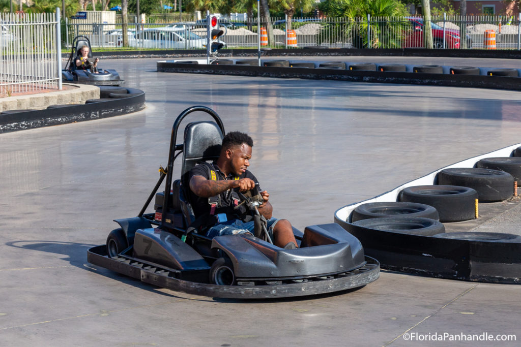 man go-karting at The Track in Destin Florida