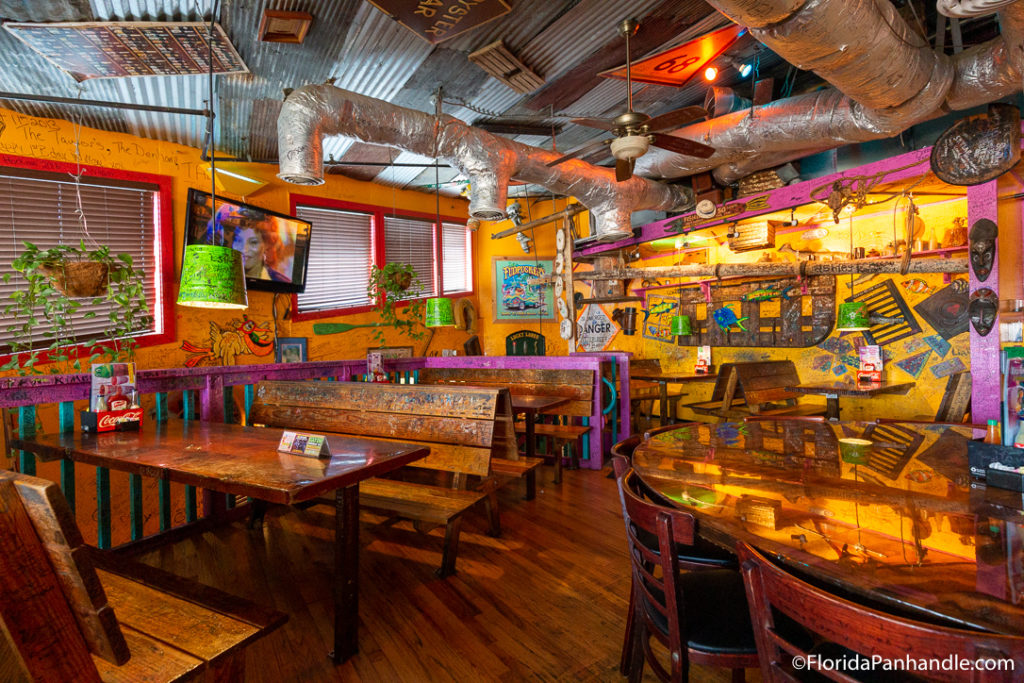a colorful rustic dining area in side a restaurant