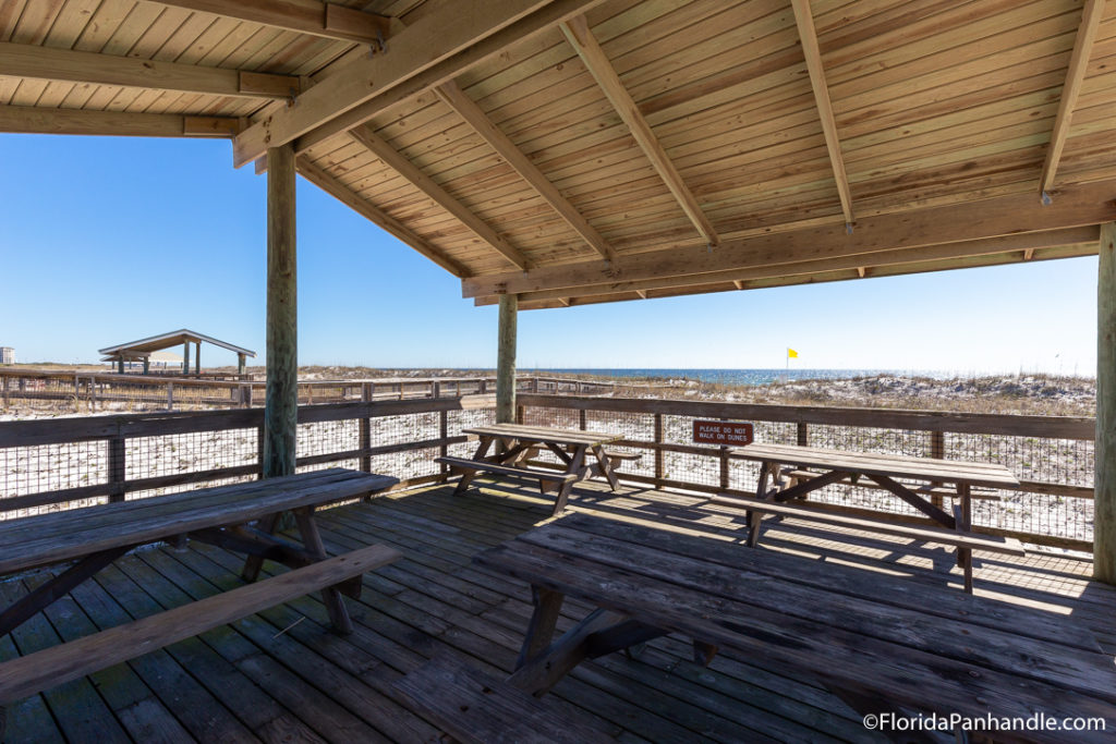 bench area for picnics at pensacola secluded beach