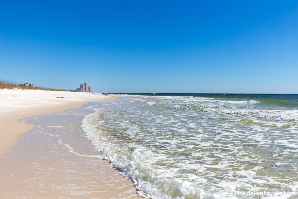 waves washing up on the shore line in Perdido Key Beach Fl