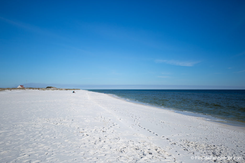 and empty white sanded beach at Langdon Beach in Florida