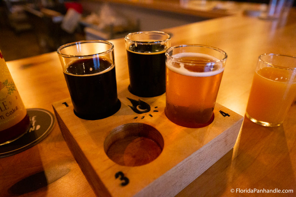 beer flight at brewery in pensacola, florida