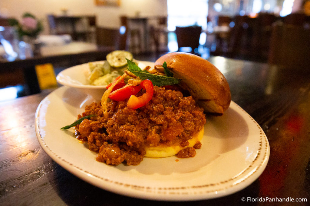 a sloppy joe sandwich with red peppers on top at Union Public House