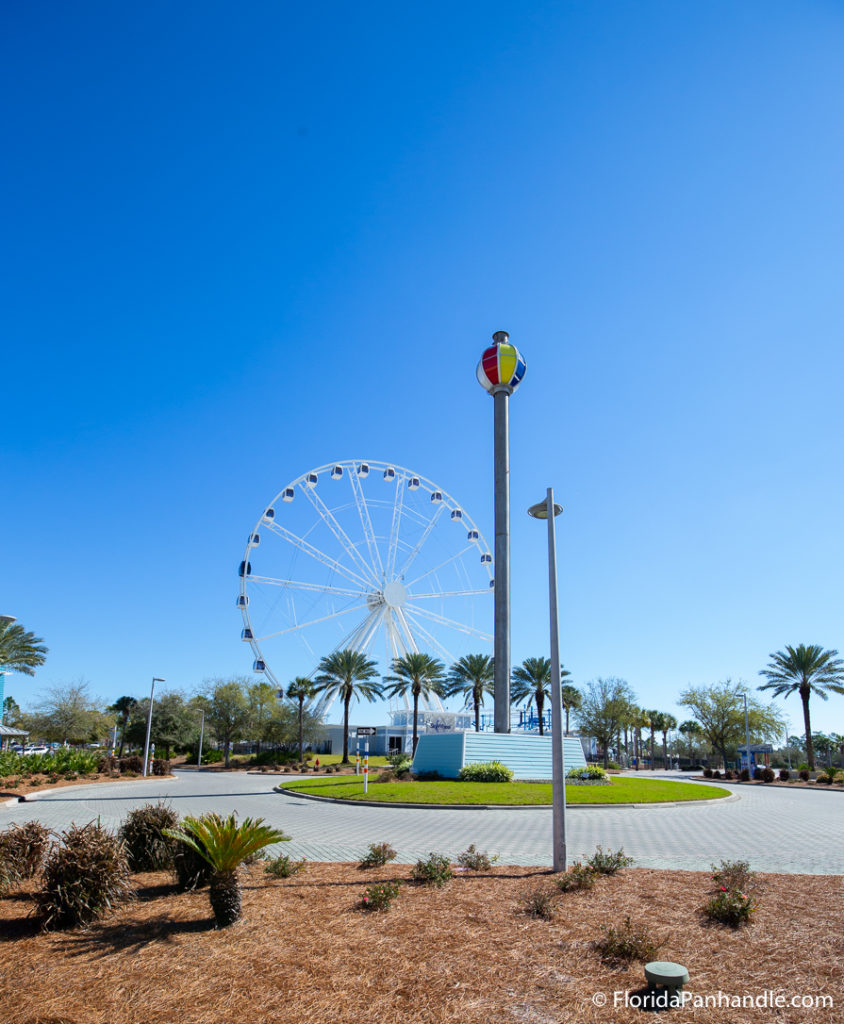 a big white ferris wheel at Pier Park in Panama City Beach Florida
