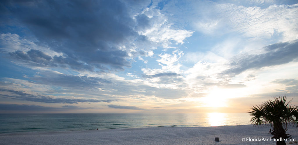 a calm beach during the sunset in Panama City Beach, Florida