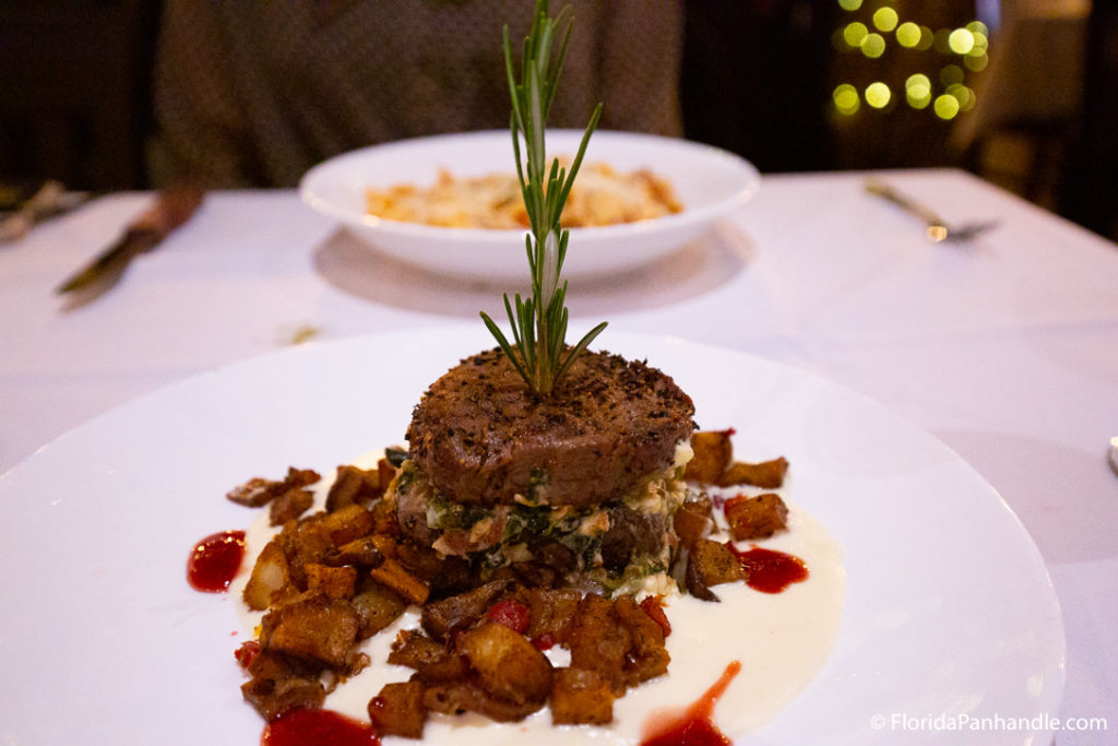 a steak sandwich (no bread) and a side of cubed potatoes, steakhouses in Panama City Beach, firefly