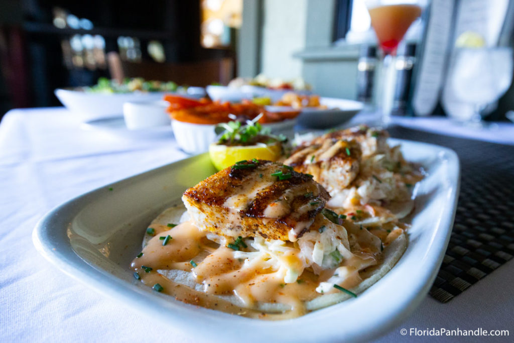 a plate of grilled fish tacos 