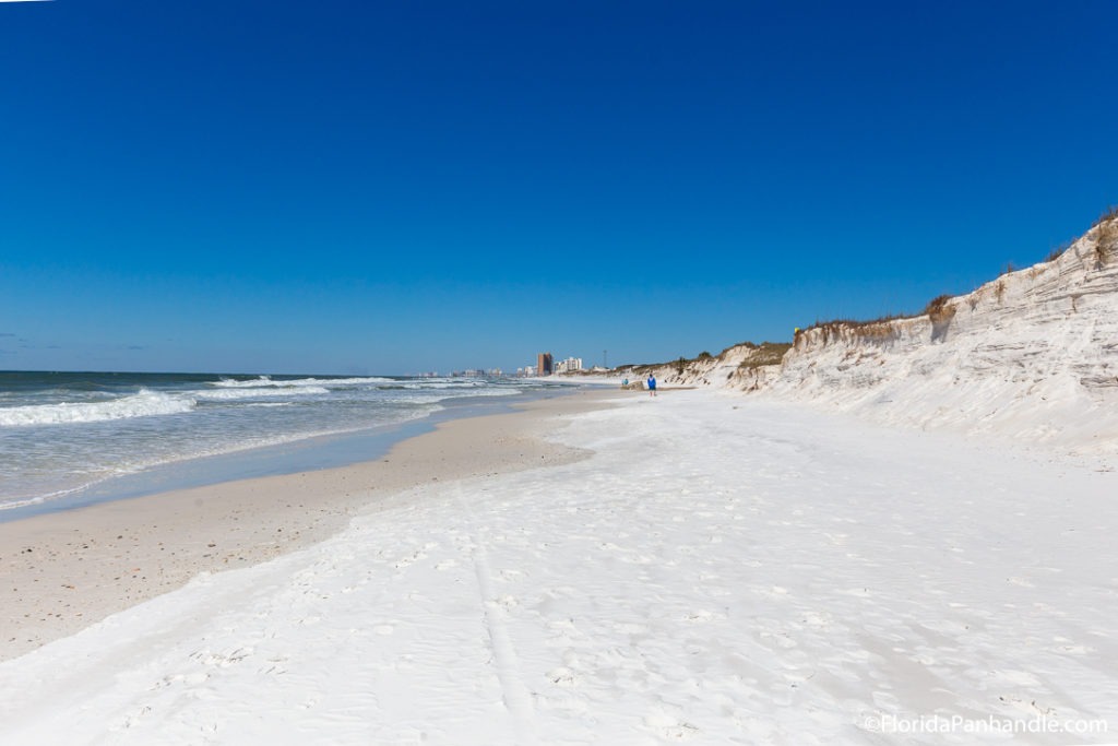 secluded white sandy beach at St. Andrews State Park in Panama City Beach