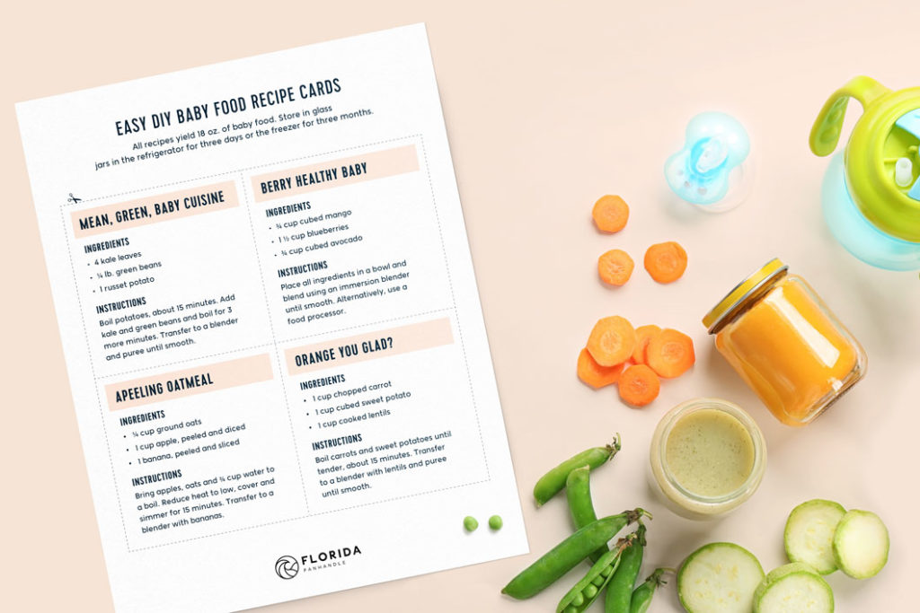 east DIY baby food recipe card printable 