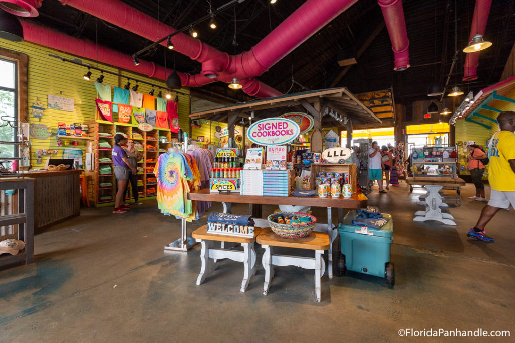 a gift shop with pink industrial architecture 