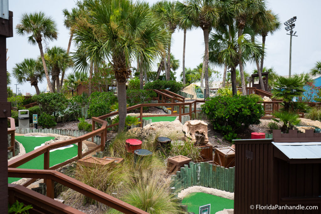 mini-golf course park surrounded by palm tress at Wild Willy's Adventure Zone