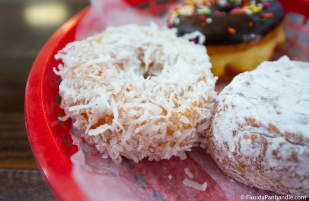 a donut covered in coconut flakes