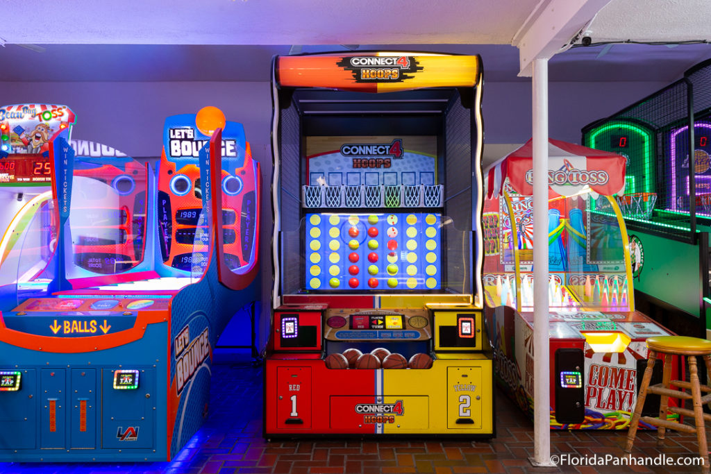 a red and yellow basketball arcade game 