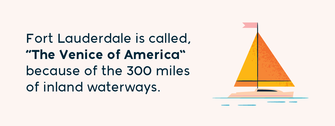 Fort Lauderdale is called, "the Venice of America" because of the 300 miles of inland waterways