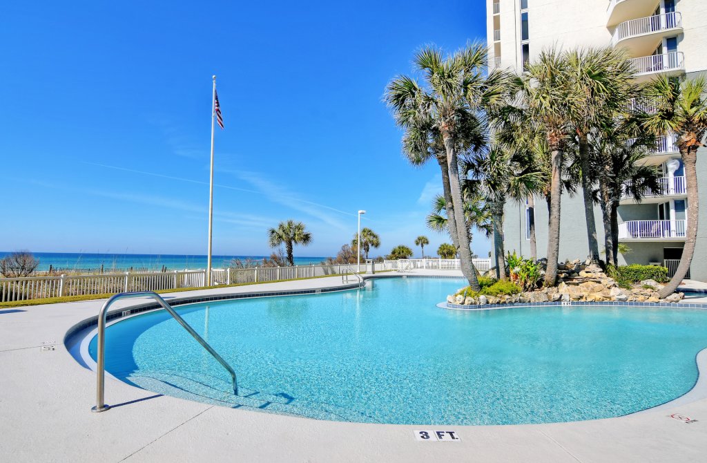 a beachfront pool at in Panama City Beach Florida