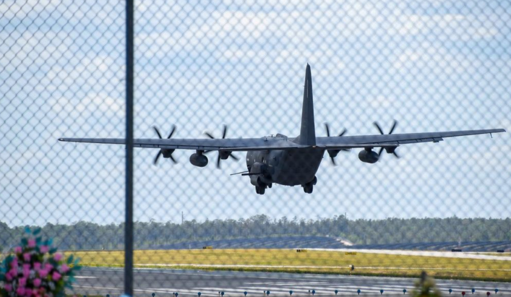 plane lifting off at the tallahassee international airport