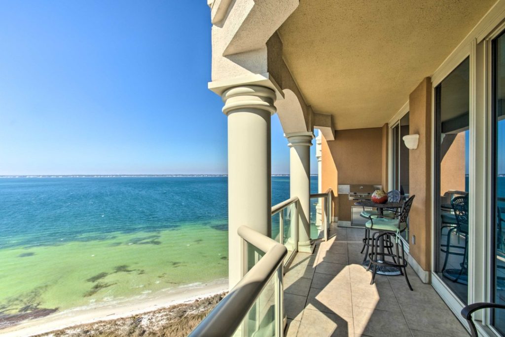 view of the ocean form the balcony, beachfront pensacola rental