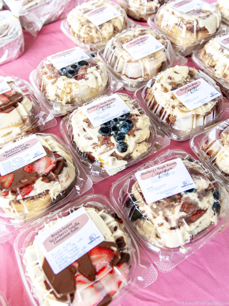 delicious foods on top of table at a market