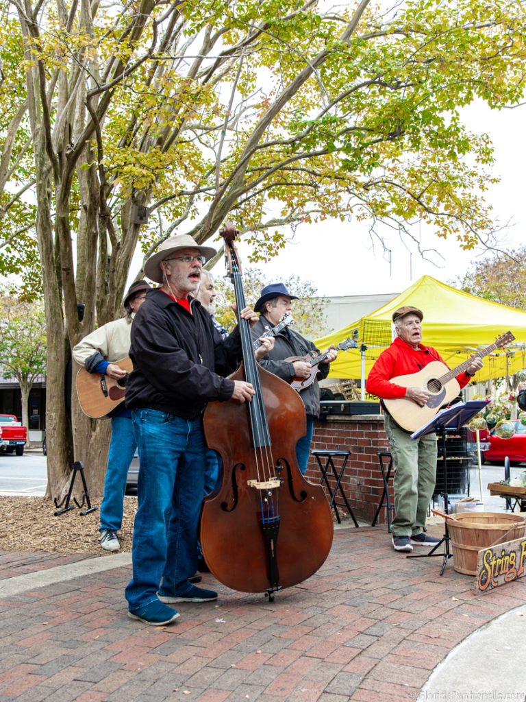 man singing with his upright bass at a market in pensacoa florida